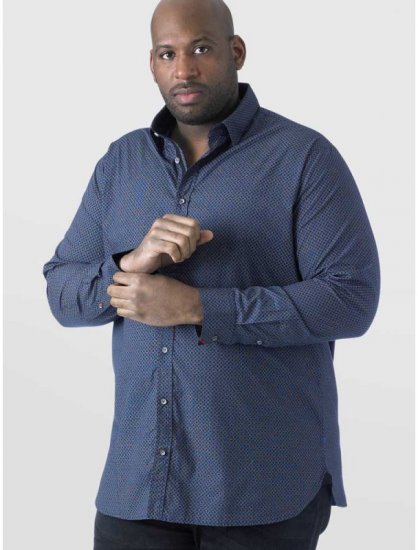 D555 Scott LS Printed Shirt Blue - Skjorter - Skjorter til store mænd 2XL- 8XL