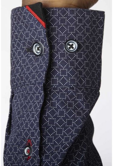 D555 Scott LS Printed Shirt Blue - Skjorter - Skjorter til store mænd 2XL- 8XL