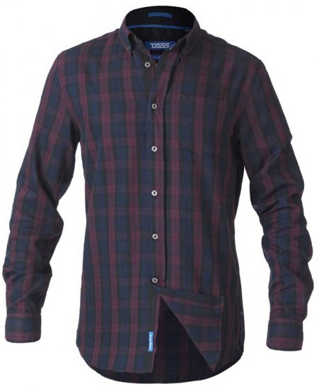 D555 Nixon LS Shirt Navy/Wine - Skjorter - Skjorter til store mænd 2XL- 8XL