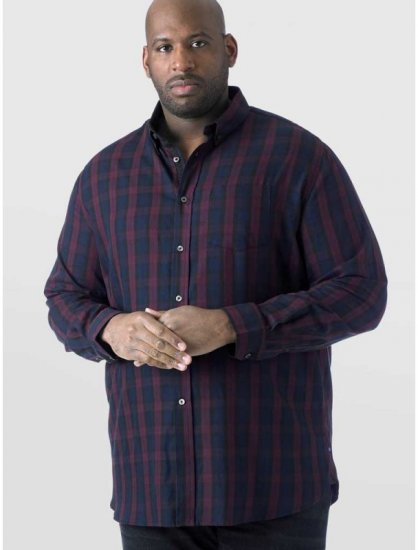 D555 Nixon LS Shirt Navy/Wine - Skjorter - Skjorter til store mænd 2XL- 8XL