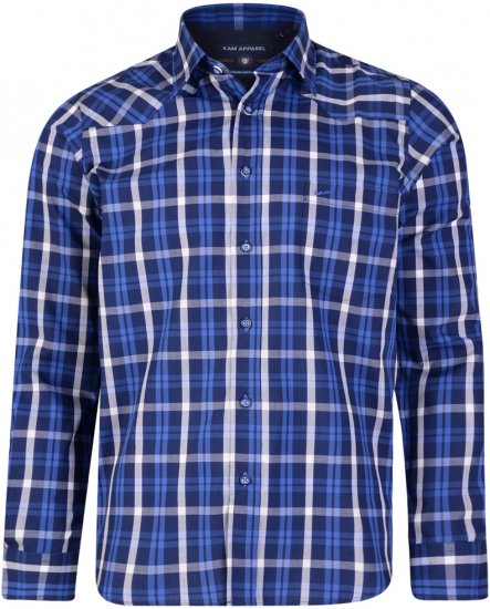 Kam Jeans 6143 Long Sleeve Shirt Navy - Skjorter - Skjorter til store mænd 2XL- 8XL