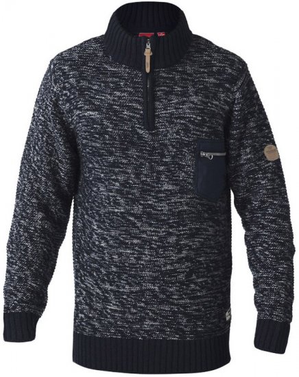 D555 REMINGTON Sweater With Woven Zipper Chest Pocket Navy/Grey - Trøjer og Hættetrøjer - Hættetrøjer i store størrelser - 2XL-8XL
