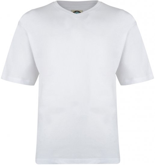Kam Jeans V-hals T-shirt Hvid - T-shirts - T-shirts i store størrelser - 2XL-14XL