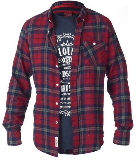 D555 Richard Long Sleeve Shirt & T-shirt Combo - Skjorter - Skjorter til store mænd 2XL- 8XL