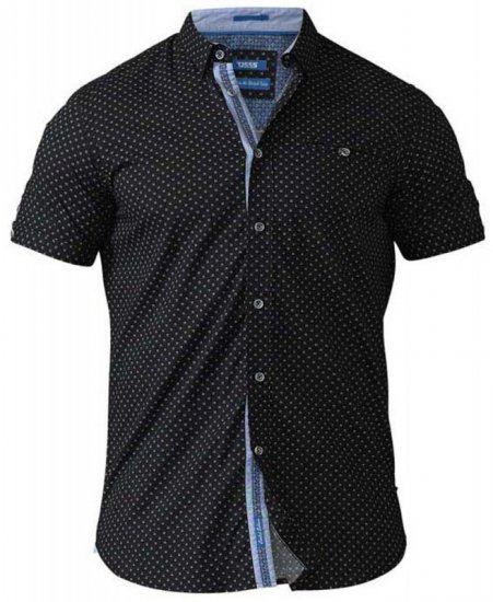 D555 Ollie Short Sleeve Shirt Black - Skjorter - Skjorter til store mænd 2XL- 8XL
