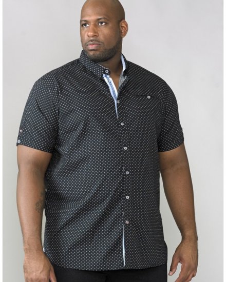 D555 Ollie Short Sleeve Shirt Black - Skjorter - Skjorter til store mænd 2XL- 8XL