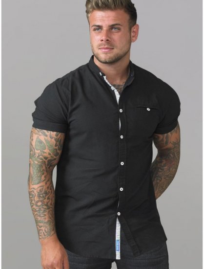 D555 Dwight Short Sleeve Shirt Black - Skjorter - Skjorter til store mænd 2XL- 8XL
