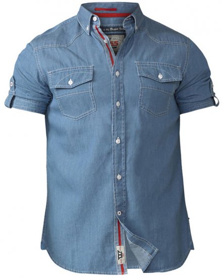 D555 Nathan Short Sleeve Shirt Blue - Skjorter - Skjorter til store mænd 2XL- 8XL