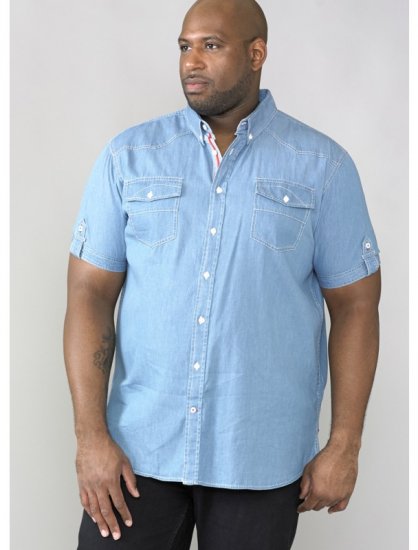 D555 Nathan Short Sleeve Shirt Blue - Skjorter - Skjorter til store mænd 2XL- 8XL