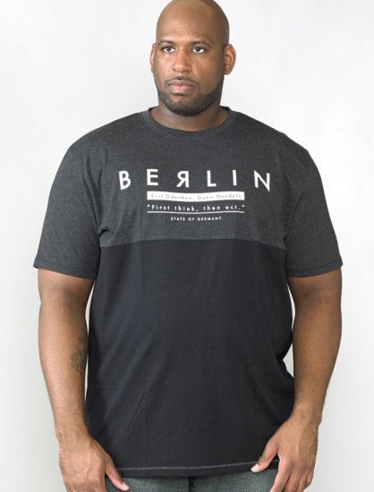 D555 Hamish T-shirt Charcoal & Black - T-shirts - T-shirts i store størrelser - 2XL-14XL