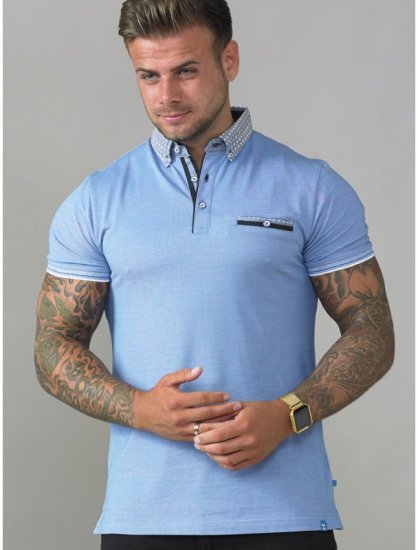 D555 Journey Fine Melange Polo Blue - Polotrøjer - Polotrøjer 2XL-8XL