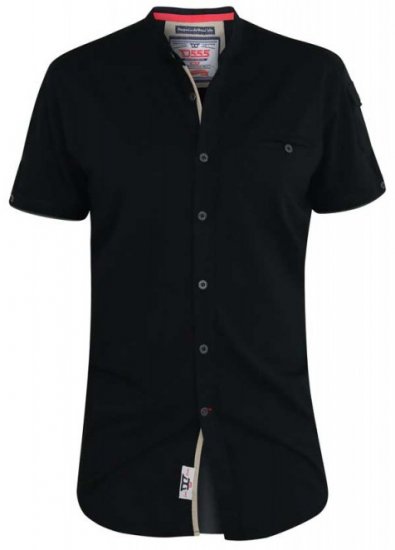 D555 Archer Collarless Shirt Black - Skjorter - Skjorter til store mænd 2XL- 8XL