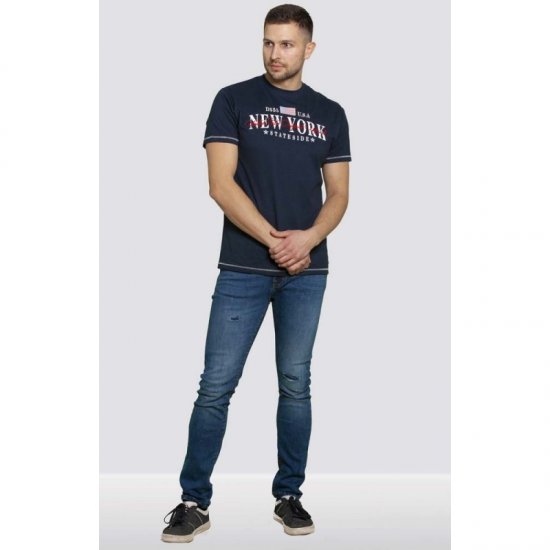 D555 Thornton Embroidery T-shirt Navy - T-shirts - T-shirts i store størrelser - 2XL-14XL