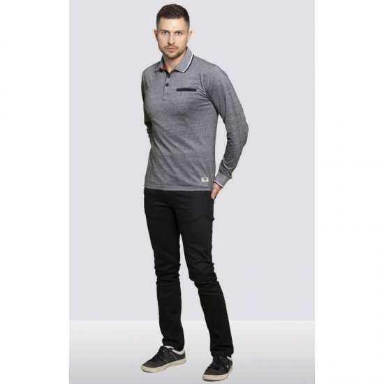 D555 Brockville Long Sleeve Polo Grey - Polotrøjer - Polotrøjer 2XL-8XL