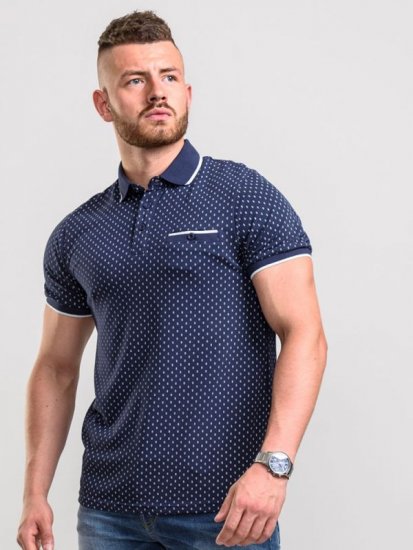 D555 Rogers Printed Polo Navy - Polotrøjer - Polotrøjer 2XL-8XL