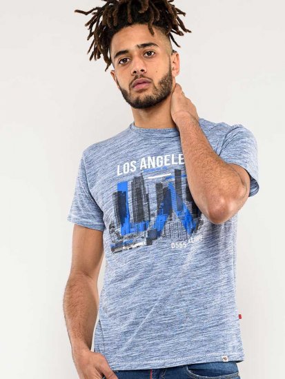 D555 Hobart LA Printed T-Shirt Blue - T-shirts - T-shirts i store størrelser - 2XL-14XL