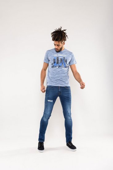 D555 Hobart LA Printed T-Shirt Blue - T-shirts - T-shirts i store størrelser - 2XL-14XL