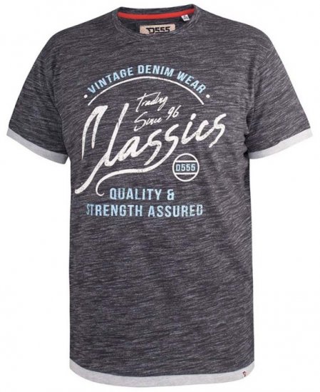 D555 Albury Black Double Layer Printed T-Shirt - T-shirts - T-shirts i store størrelser - 2XL-14XL