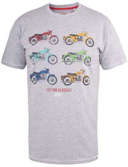D555 Bathurst Custom Classics Motorbike Printed T-Shirt Grey - T-shirts - T-shirts i store størrelser - 2XL-14XL
