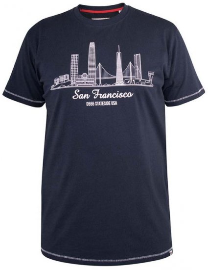 D555 Randwick San Francisco Printed T-Shirt Navy - T-shirts - T-shirts i store størrelser - 2XL-14XL
