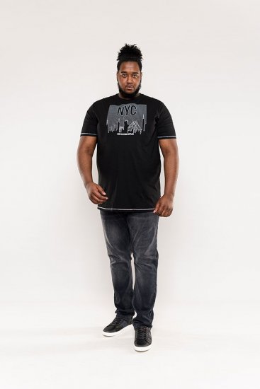 D555 Willoughby NYC Dot Printed T-Shirt Black - T-shirts - T-shirts i store størrelser - 2XL-14XL