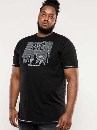 D555 Willoughby NYC Dot Printed T-Shirt Black - T-shirts - T-shirts i store størrelser - 2XL-14XL
