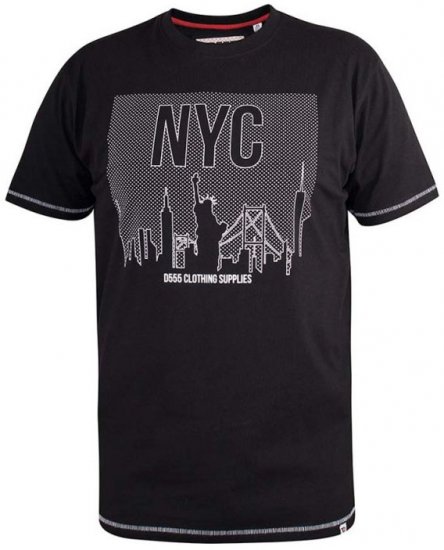 D555 Willoughby NYC Dot Printed T-Shirt Black - T-shirts - T-shirts i store størrelser - 2XL-14XL