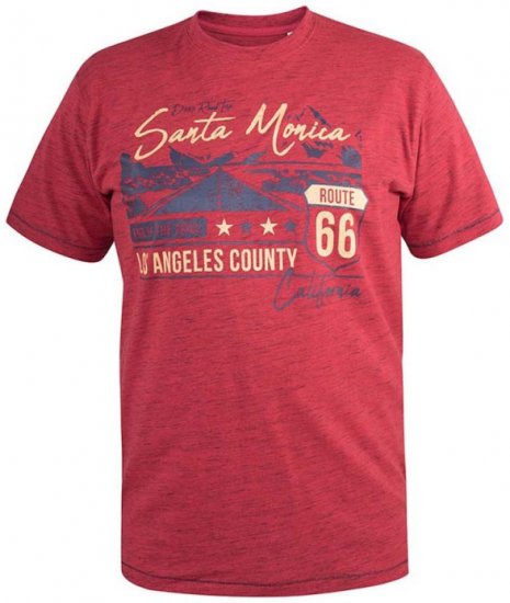 D555 Brisbane Santa Monica Route 66 Printed T-Shirt Red - T-shirts - T-shirts i store størrelser - 2XL-14XL