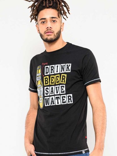 D555 Salford Save Water Drink Beer T-shirt Black - T-shirts - T-shirts i store størrelser - 2XL-14XL