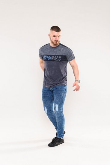 D555 Anson Originals Printed T-shirt Denim Marl - T-shirts - T-shirts i store størrelser - 2XL-14XL