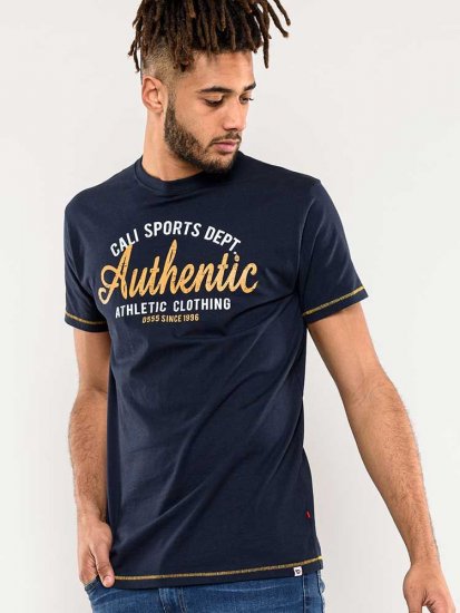 D555 Jasper Authentic Printed T-shirt Navy - T-shirts - T-shirts i store størrelser - 2XL-14XL