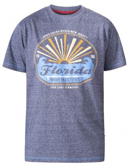 D555 Hallam Florida Wave Masters Crew Neck T-Shirt Navy Twist - T-shirts - T-shirts i store størrelser - 2XL-14XL