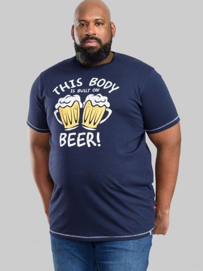 D555 Dartmoor Built On Beer Printed T-Shirt - T-shirts - T-shirts i store størrelser - 2XL-14XL