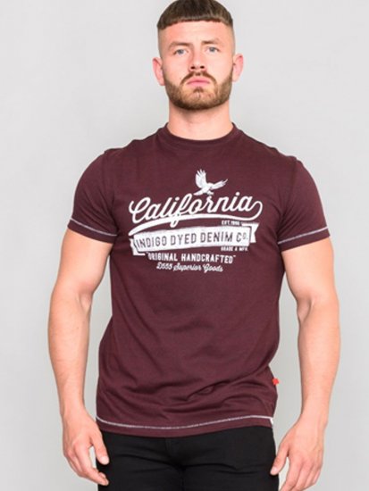 D555 Wharf California Eagle Printed T-Shirt Burgundy - T-shirts - T-shirts i store størrelser - 2XL-14XL