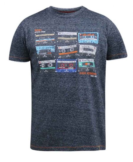 D555 Apsey Multi Cassette Tape Printed T-Shirt - T-shirts - T-shirts i store størrelser - 2XL-14XL
