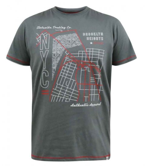 D555 Cobbler Nyc Birdseye Map Printed T-Shirt - T-shirts - T-shirts i store størrelser - 2XL-14XL