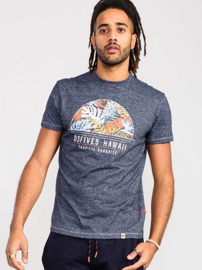 D555 Upton Hawaii Leaf Printed T-Shirt - T-shirts - T-shirts i store størrelser - 2XL-14XL