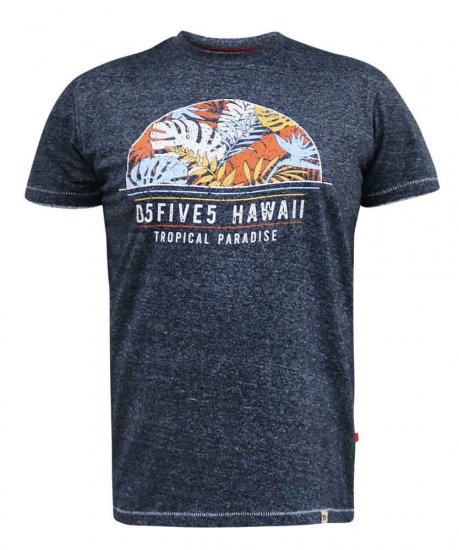 D555 Upton Hawaii Leaf Printed T-Shirt - T-shirts - T-shirts i store størrelser - 2XL-14XL