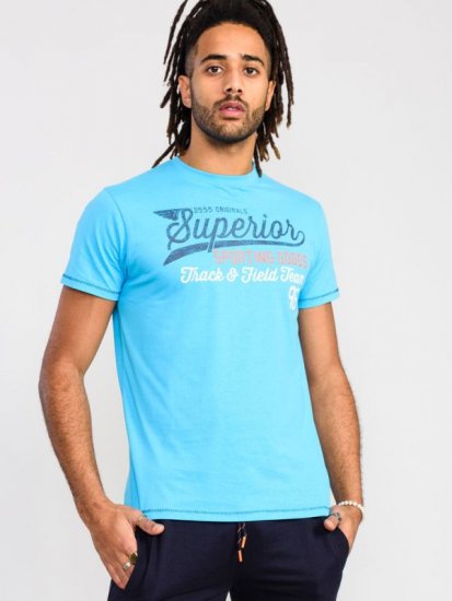 D555 Rushden Superior Printed T-Shirt Turquoise - T-shirts - T-shirts i store størrelser - 2XL-14XL