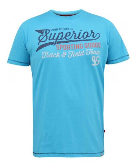 D555 Rushden Superior Printed T-Shirt Turquoise - T-shirts - T-shirts i store størrelser - 2XL-14XL