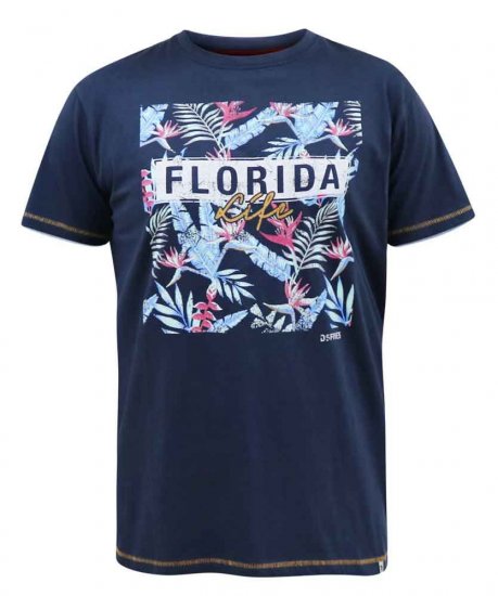 D555 Prestwick Florida Floral Printed T-Shirt - T-shirts - T-shirts i store størrelser - 2XL-14XL