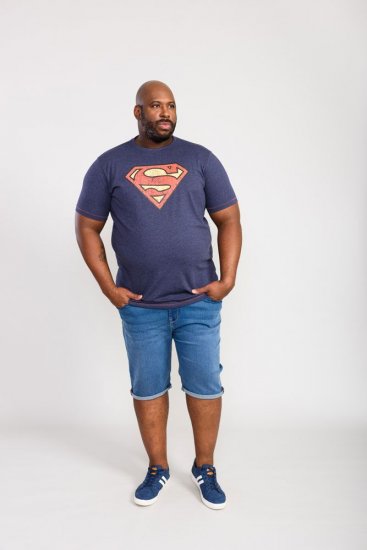 D555 Scampton Official Superman Printed T-Shirt Navy - T-shirts - T-shirts i store størrelser - 2XL-14XL
