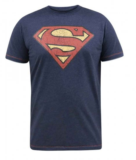 D555 Scampton Official Superman Printed T-Shirt Navy - T-shirts - T-shirts i store størrelser - 2XL-14XL
