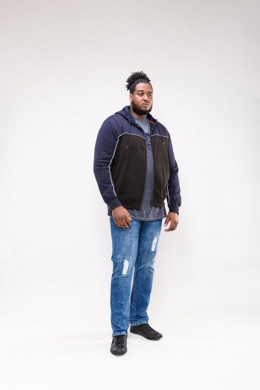 D555 Vincent Full Zip Hoody With Chest And Sleeve Piping Detail - Trøjer og hættetrøjer - Trøjer og Hættetrøjer i store størrelser - 2XL-14XL