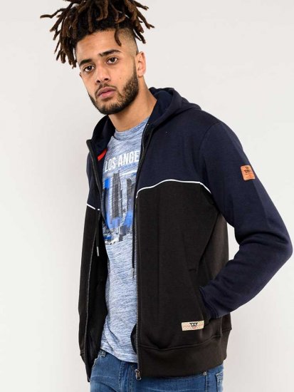 D555 Vincent Full Zip Hoody With Chest And Sleeve Piping Detail - Trøjer og hættetrøjer - Trøjer og Hættetrøjer i store størrelser - 2XL-14XL