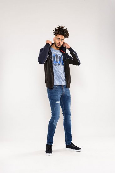 D555 Vincent Full Zip Hoody With Chest And Sleeve Piping Detail - Trøjer og hættetrøjer - Trøjer og Hættetrøjer i store størrelser - 2XL-14XL