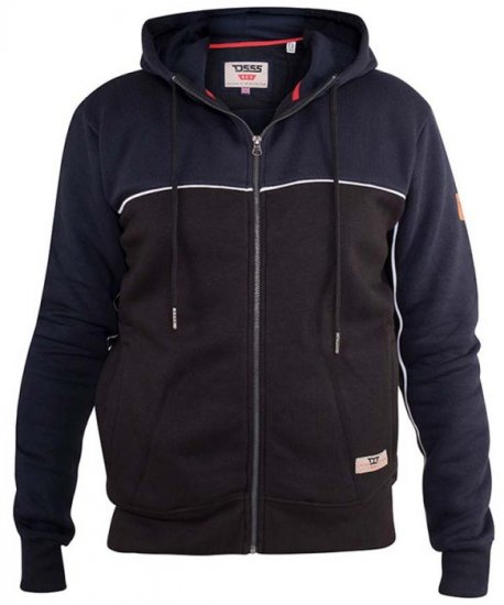 D555 Vincent Full Zip Hoody With Chest And Sleeve Piping Detail - Trøjer og hættetrøjer - Trøjer og Hættetrøjer i store størrelser - 2XL-14XL