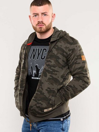 D555 Antonio Camo Printed Zip Through Hoody - Trøjer og hættetrøjer - Trøjer og Hættetrøjer i store størrelser - 2XL-14XL