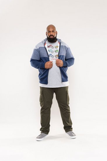 D555 Columbus Cut And Sew Panelled Zip Through Hoody Blue - Trøjer og hættetrøjer - Trøjer og Hættetrøjer i store størrelser - 2XL-14XL