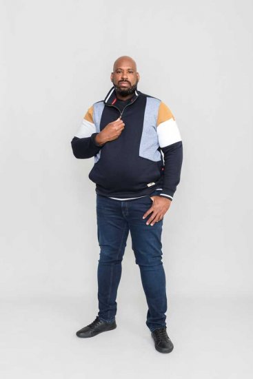 D555 Kenington Cut And Sew Half Zipper Sweatshirt - Trøjer og hættetrøjer - Trøjer og Hættetrøjer i store størrelser - 2XL-14XL